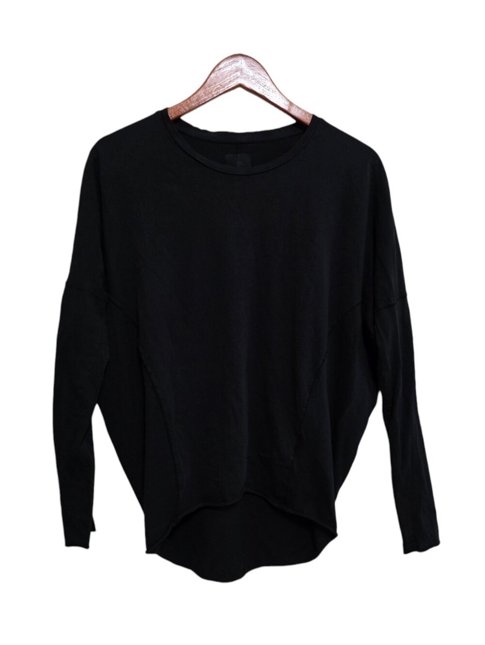 thom/krom Long Sleeve Cut-Out Detail Tee in Black Size Small